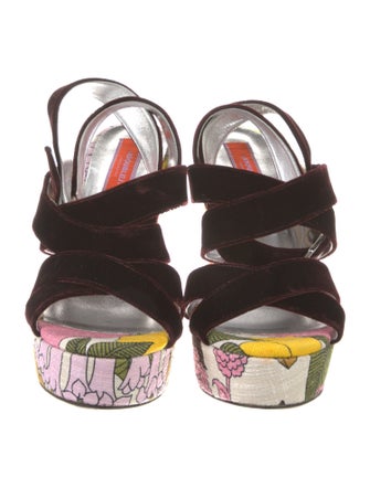 La DoubleJ Velvet Printed Gladiator Sandals