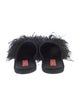 La DoubleJ Satin Feather Trim Mules