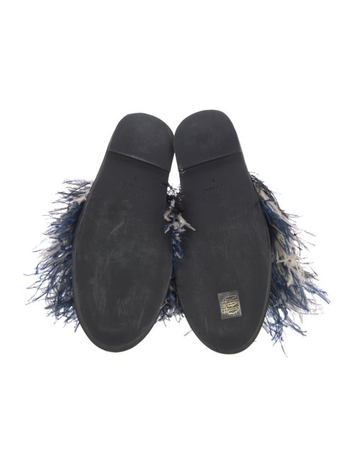 La DoubleJ Satin Feather Trim Mules