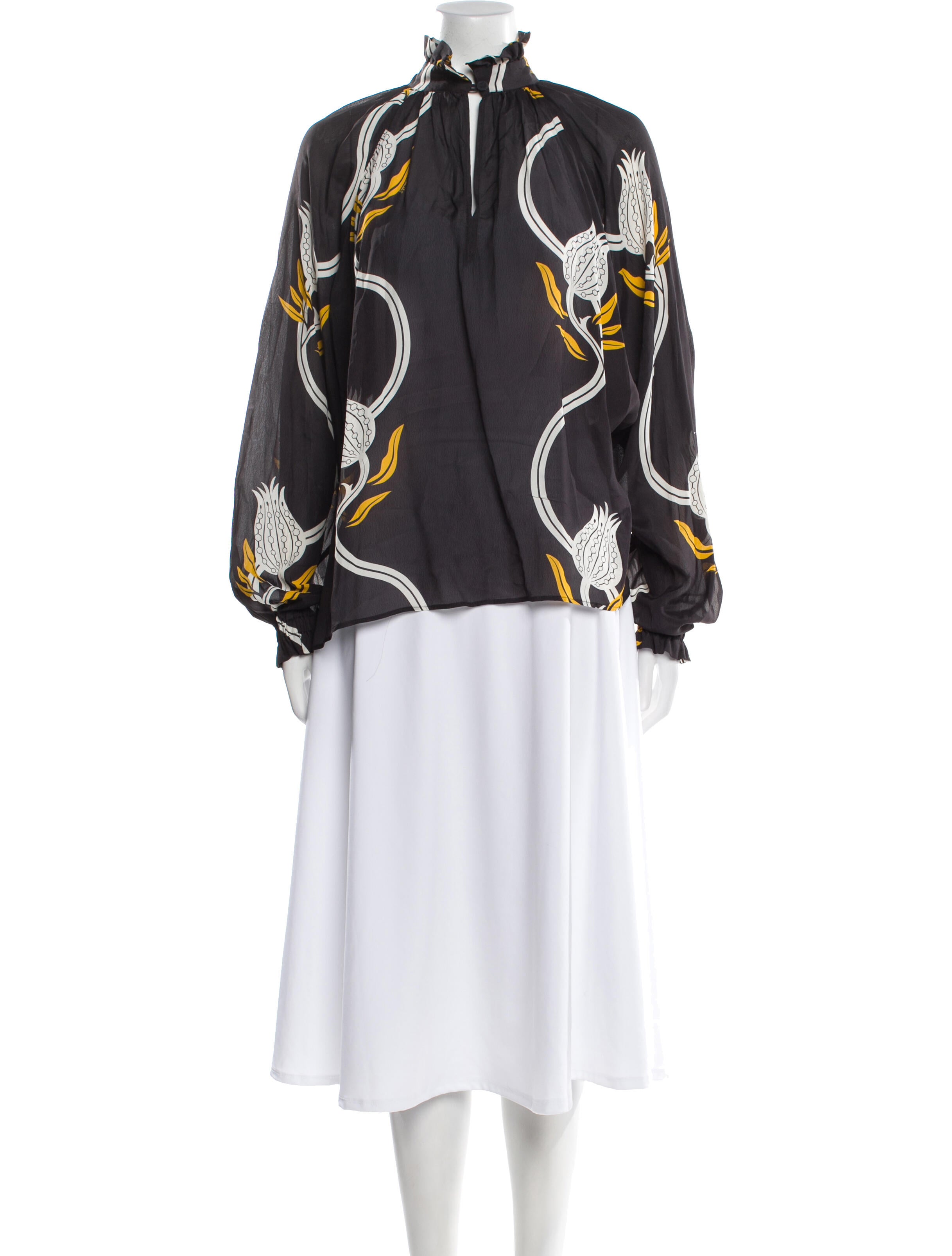 La DoubleJ Printed Mock Neck Blouse