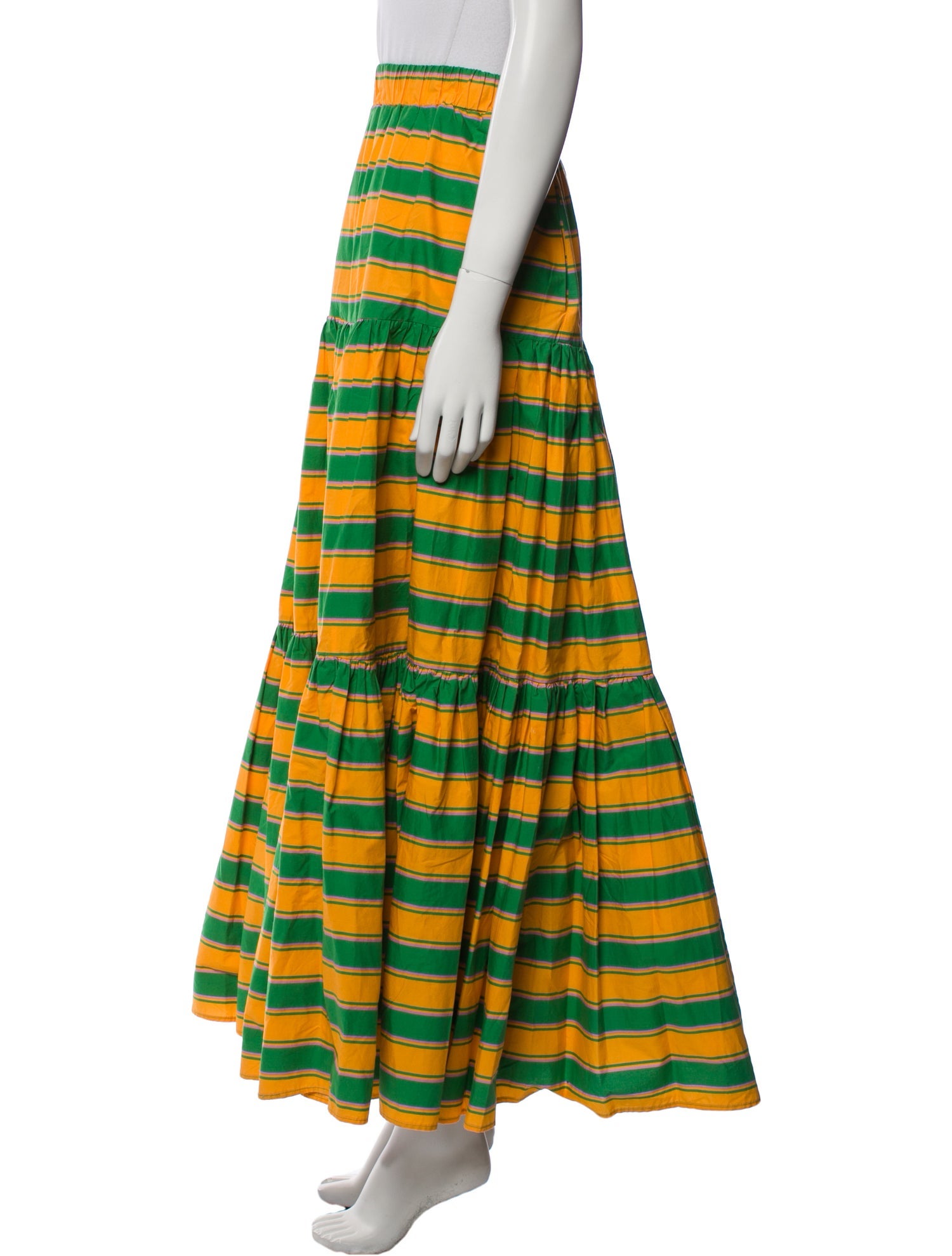 La DoubleJ Striped Midi Length Skirt