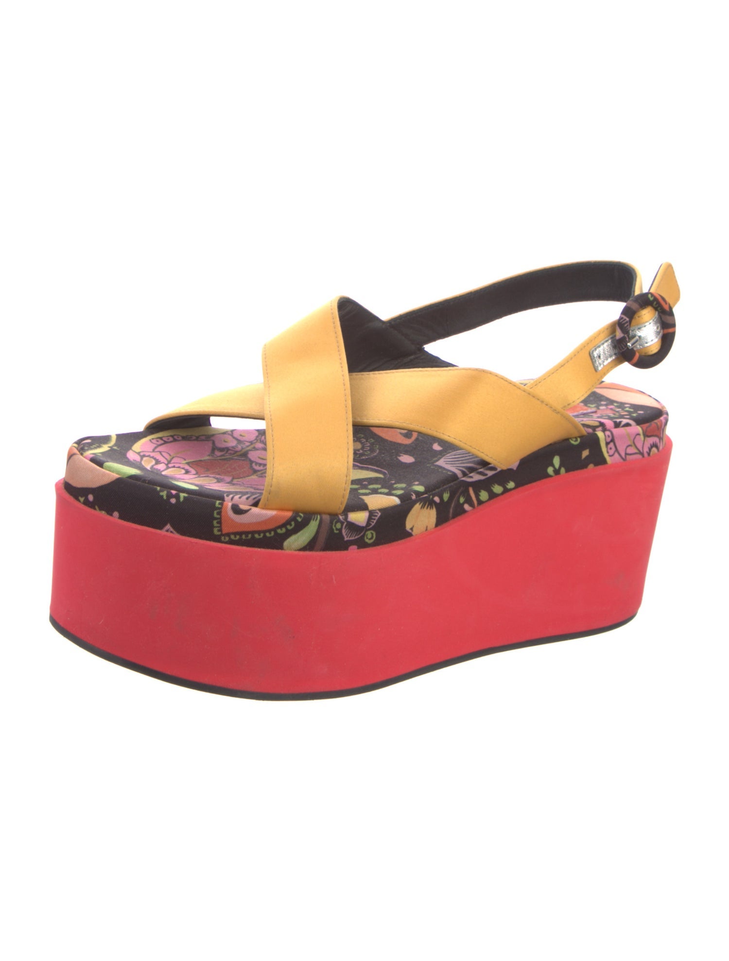 La DoubleJ Satin Printed Slingback Sandals