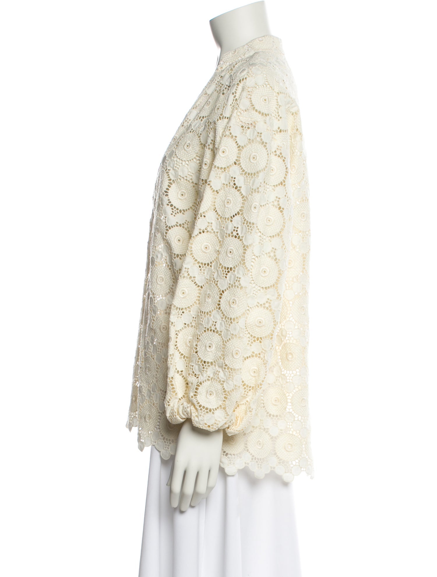 La DoubleJ Lace Pattern V-Neck Blouse