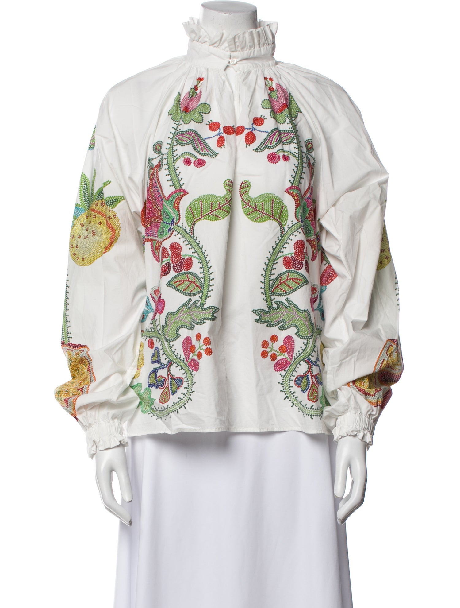 La DoubleJ Floral Print Mock Neck Blouse