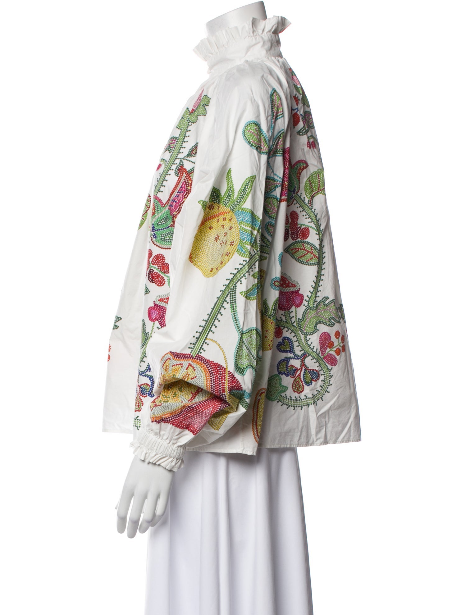 La DoubleJ Floral Print Mock Neck Blouse