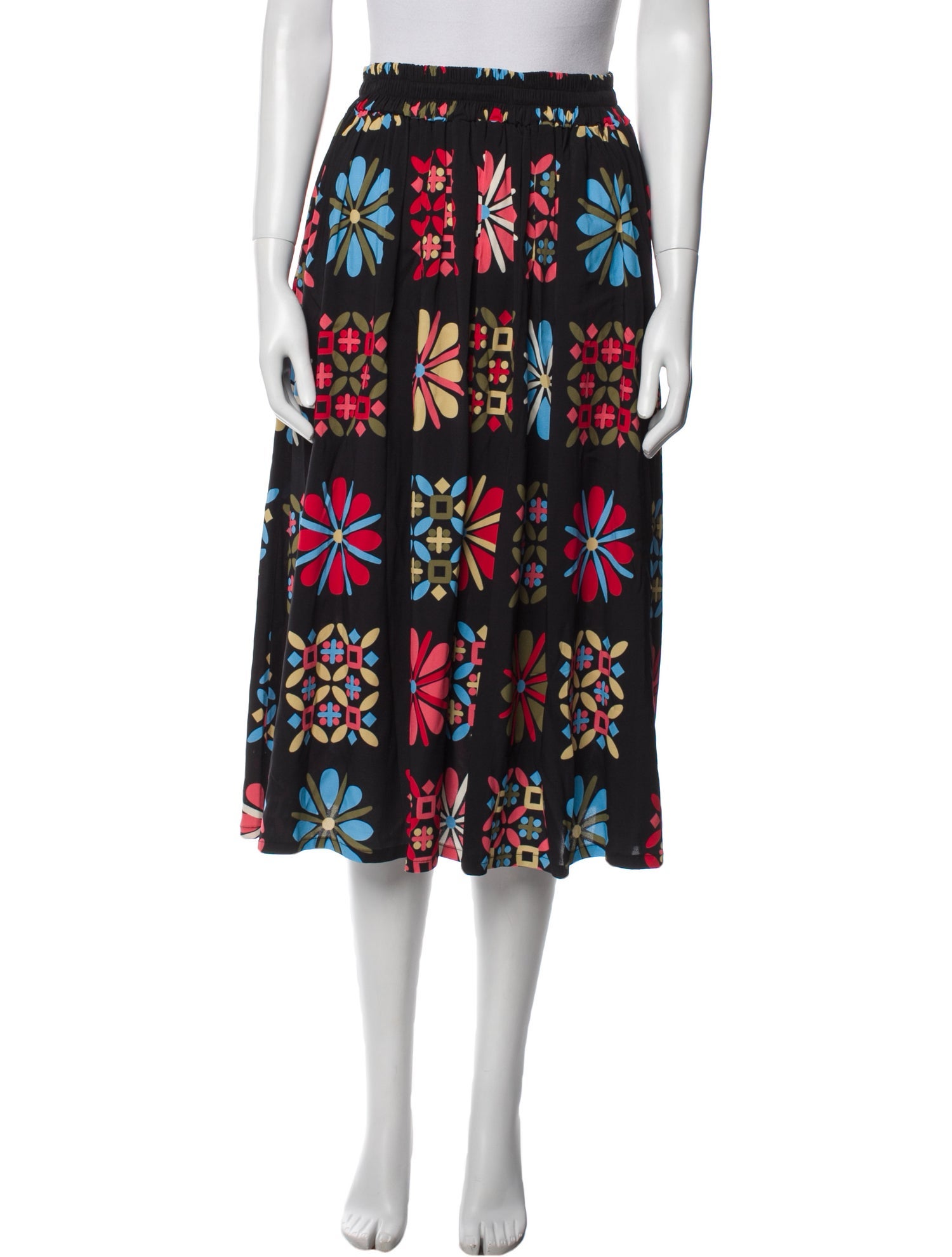 La DoubleJ Floral Print Midi Length Skirt