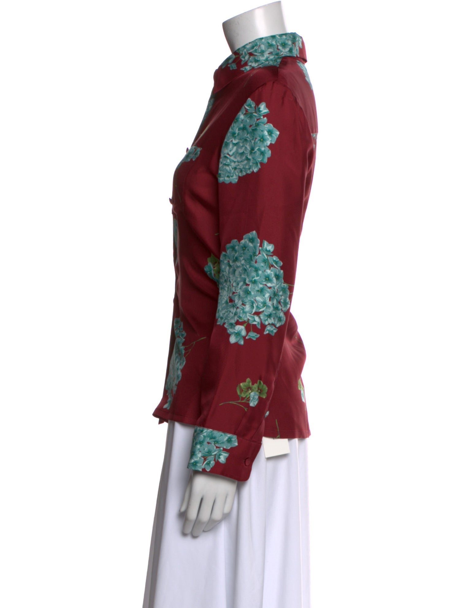 La DoubleJ Silk Floral Print Button-Up Top