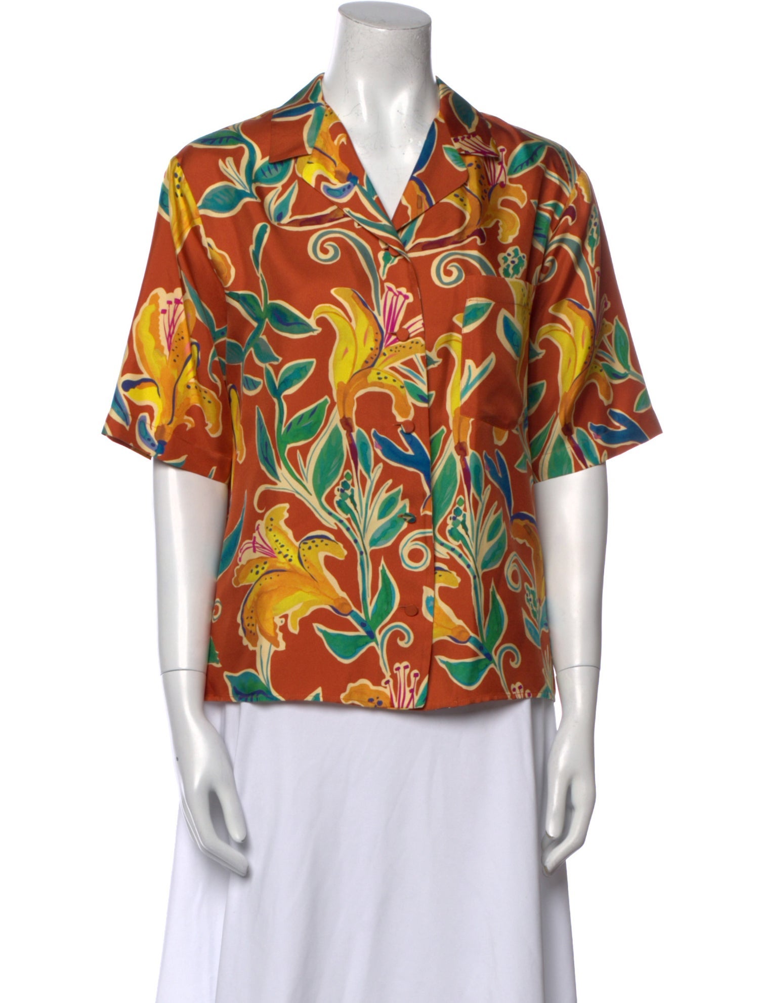 La DoubleJ Silk Printed Button-Up Top