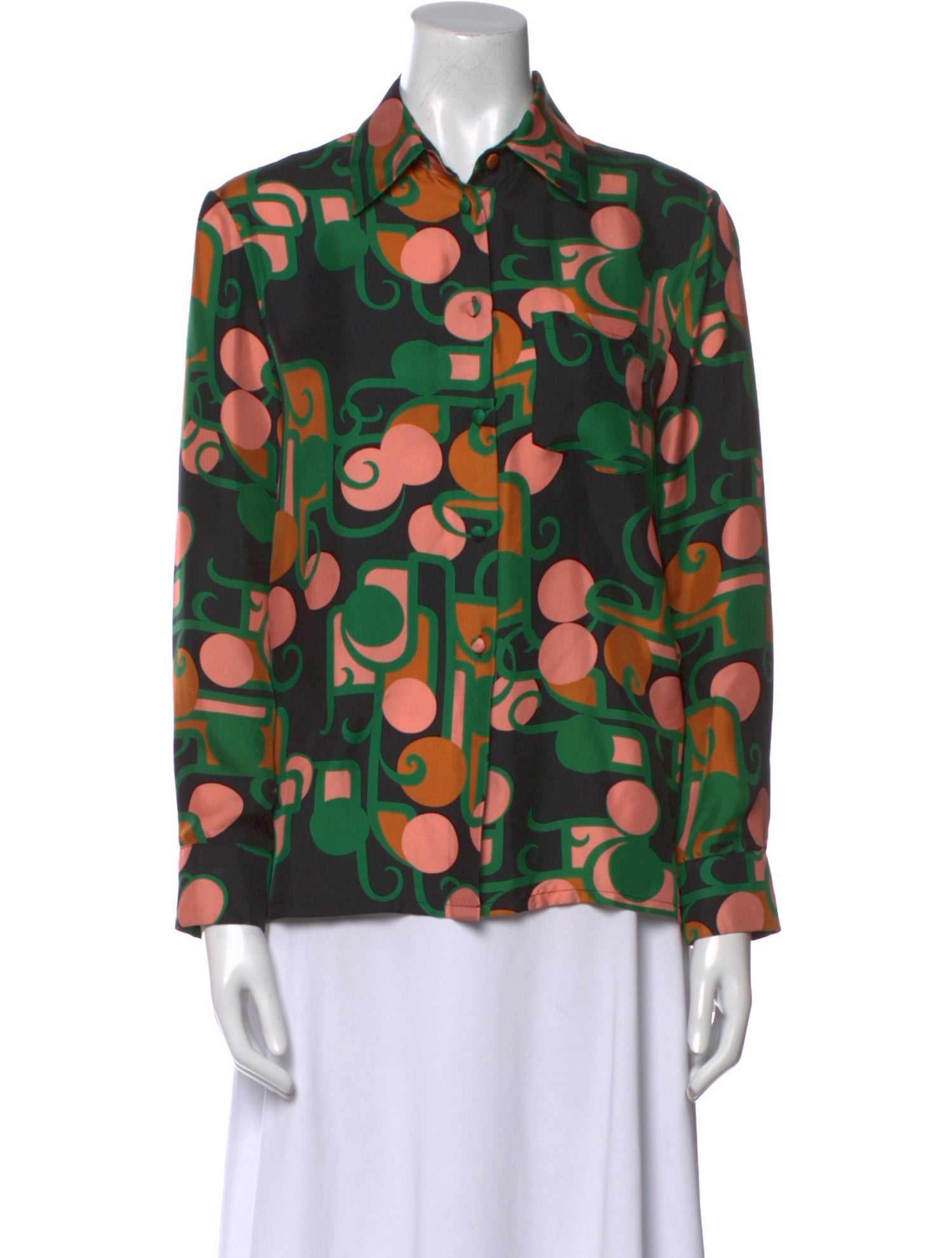La DoubleJ Silk Printed Button-Up Top