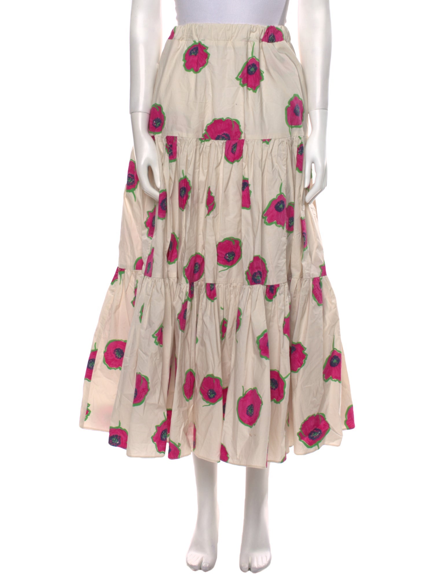 La DoubleJ Floral Print Midi Length Skirt