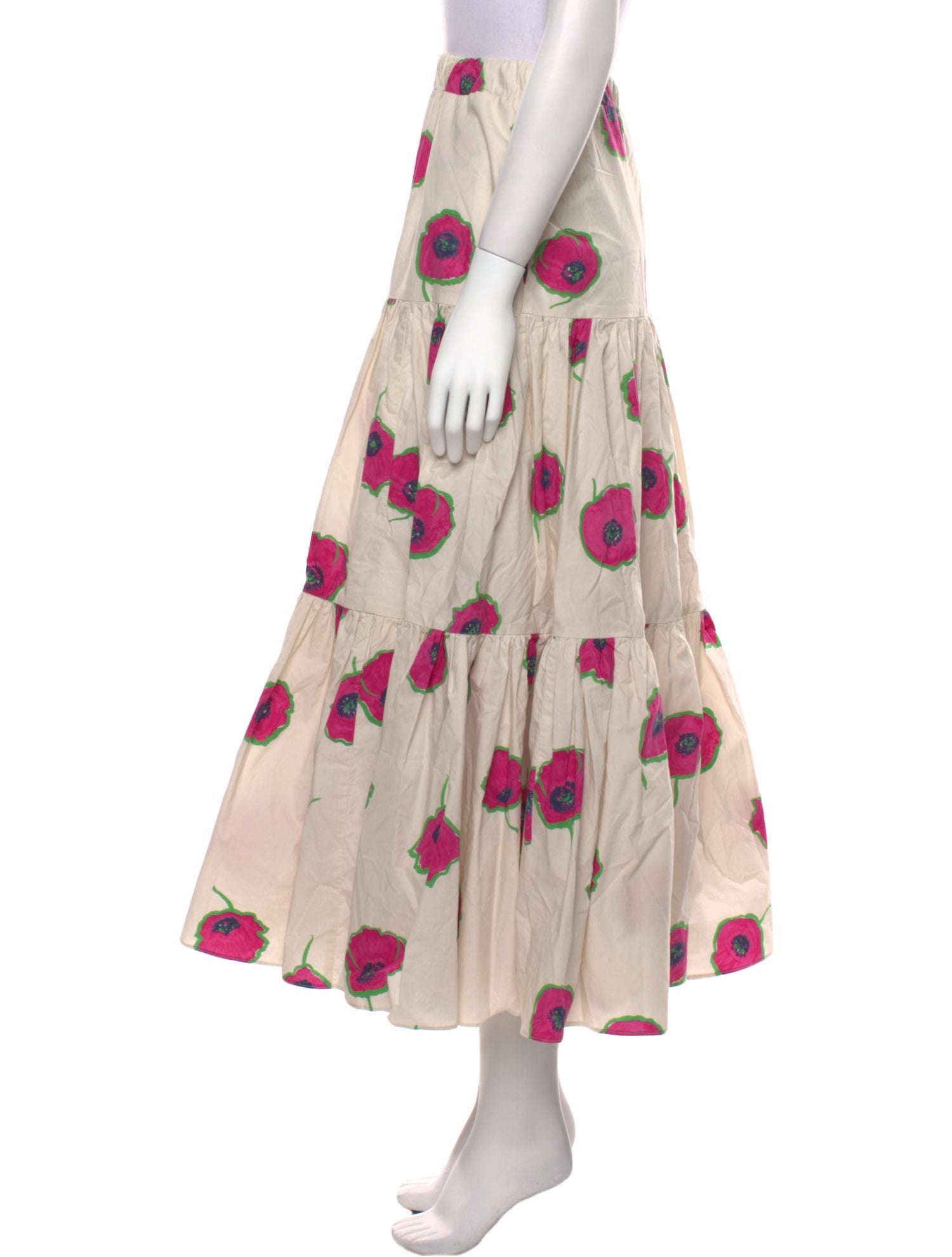 La DoubleJ Floral Print Midi Length Skirt