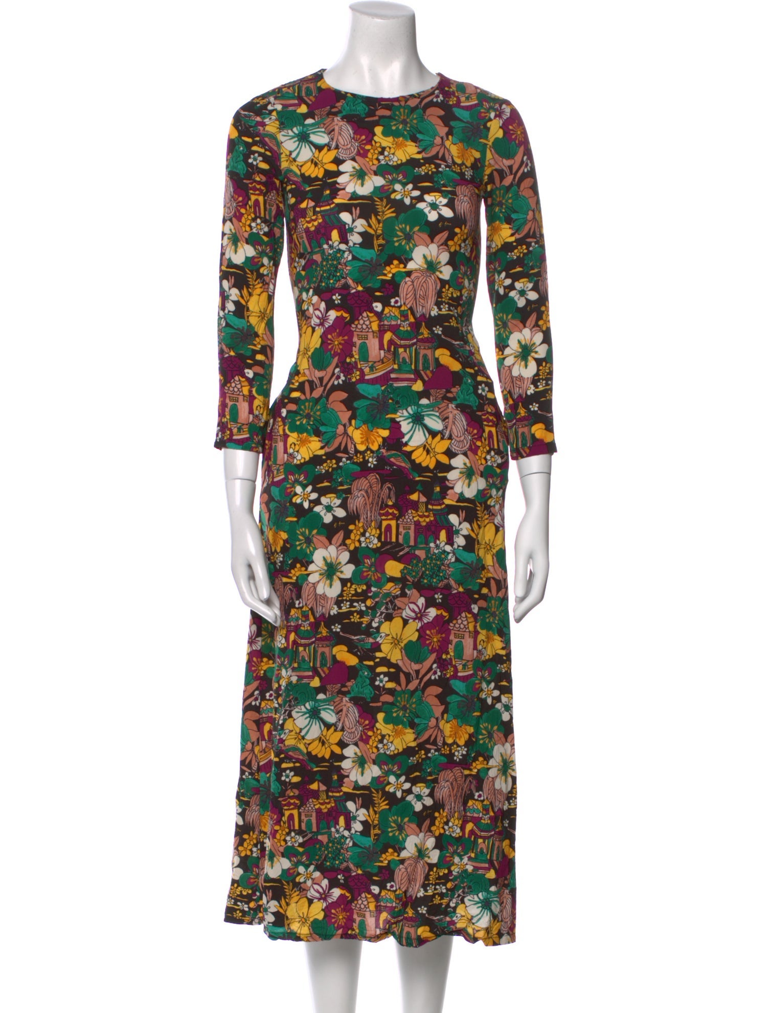 La DoubleJ Floral Print Midi Length Dress
