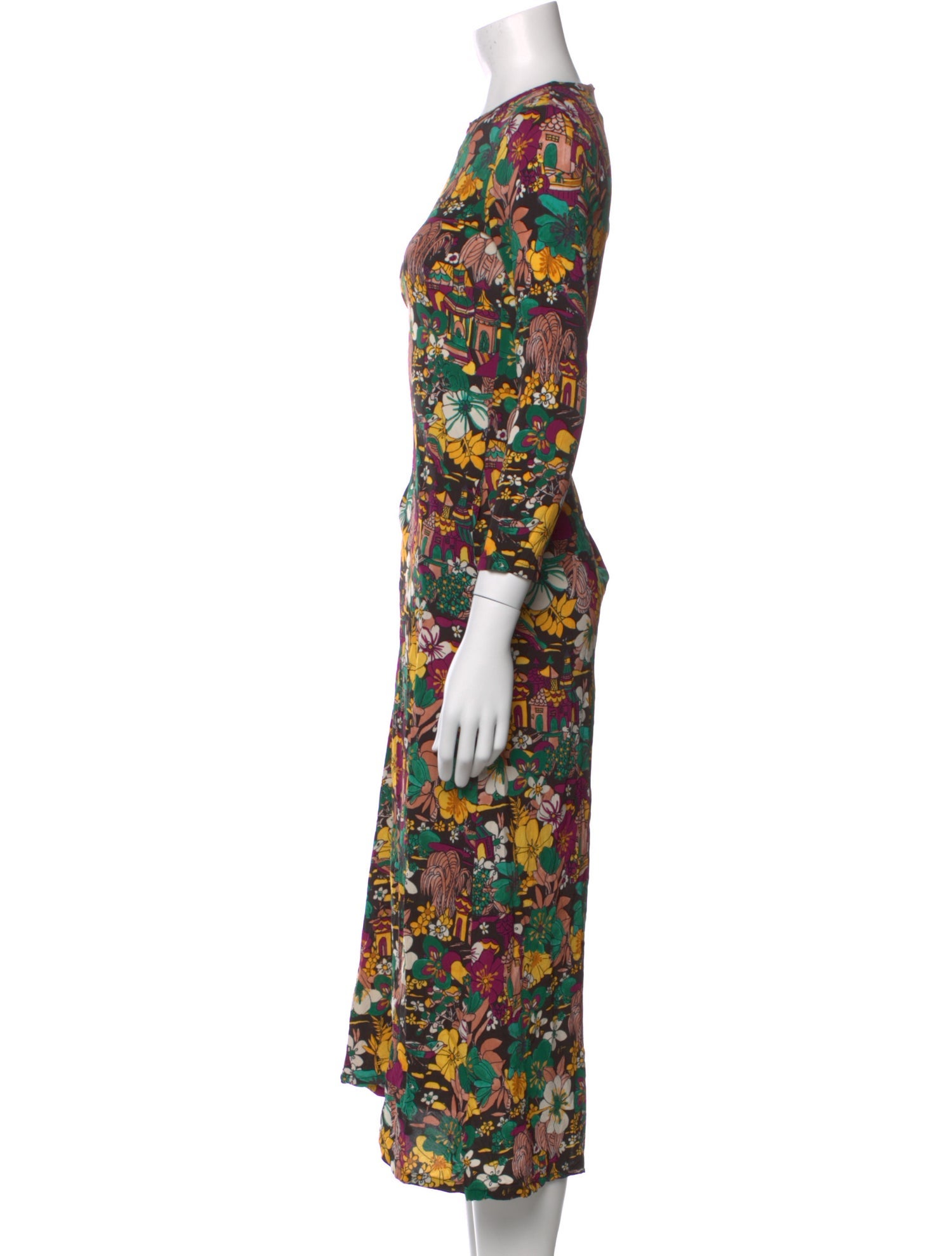 La DoubleJ Floral Print Midi Length Dress