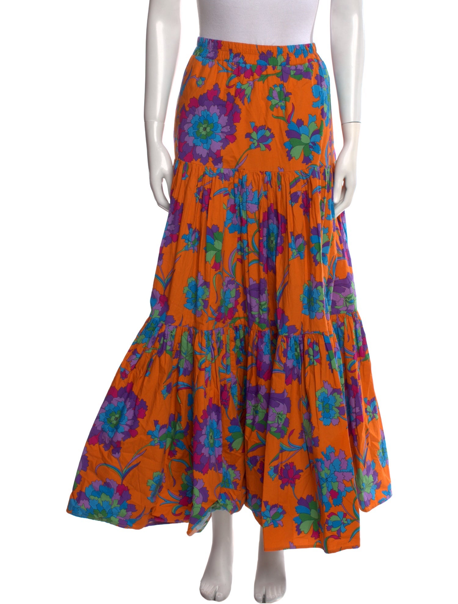 La DoubleJ Floral Print Midi Length Skirt