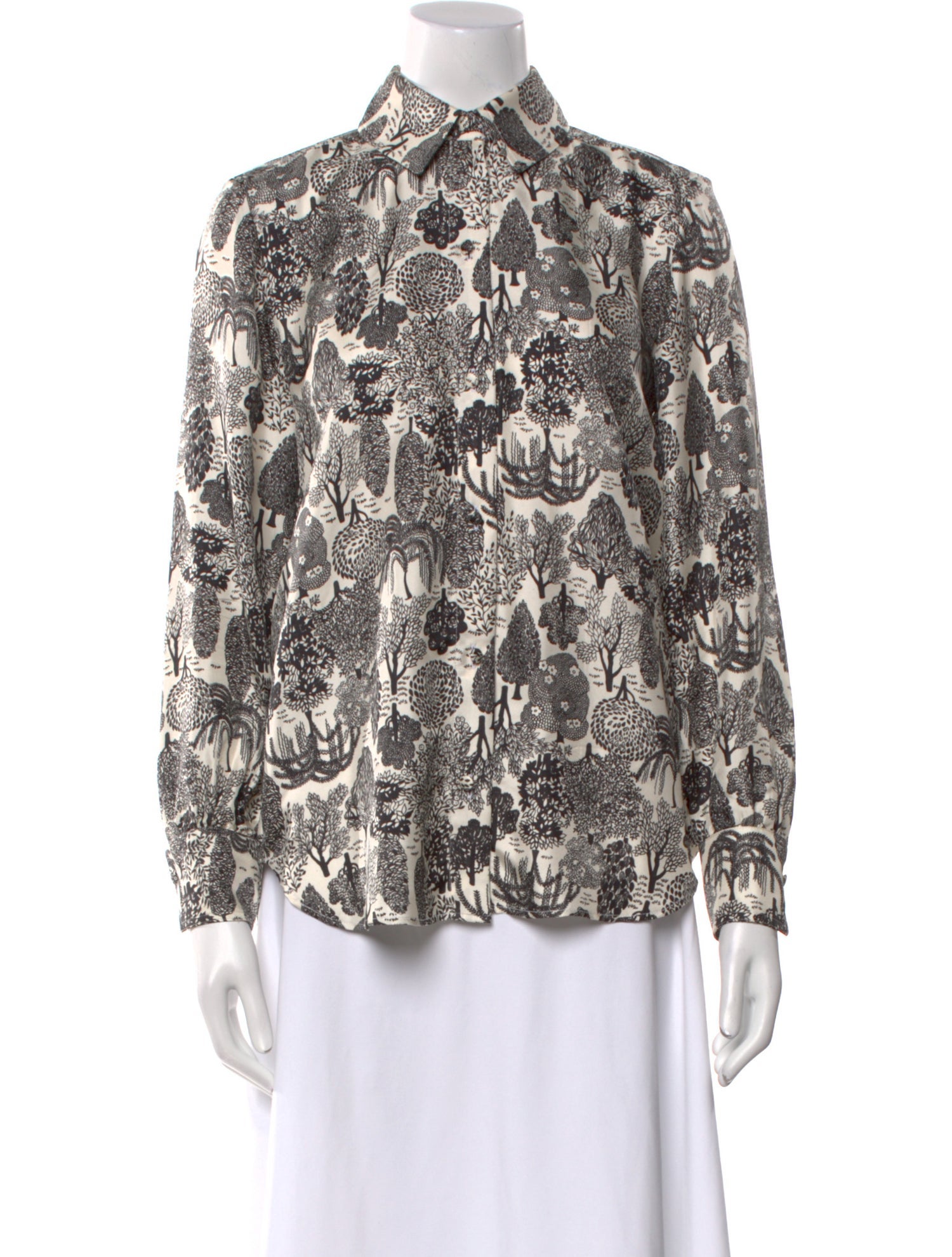 La DoubleJ Silk Printed Button-Up Top