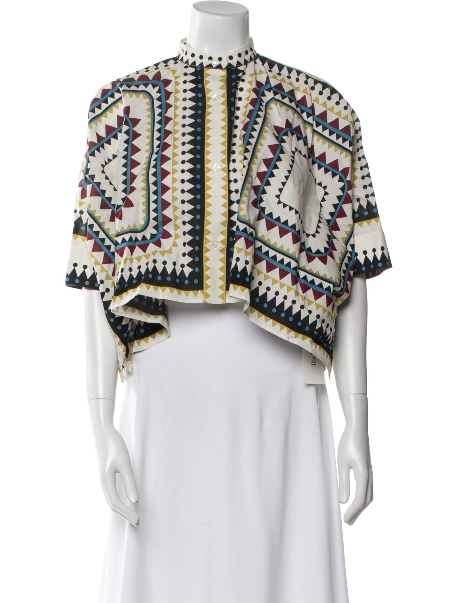 La DoubleJ Printed Mock Neck Crop Top