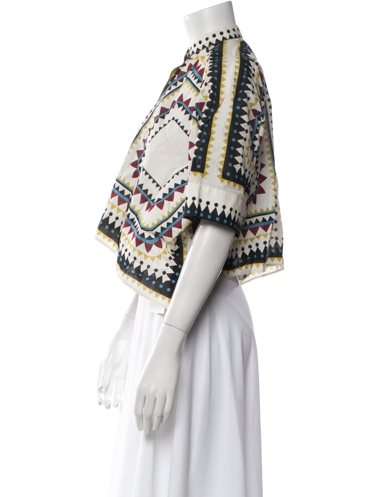 La DoubleJ Printed Mock Neck Crop Top