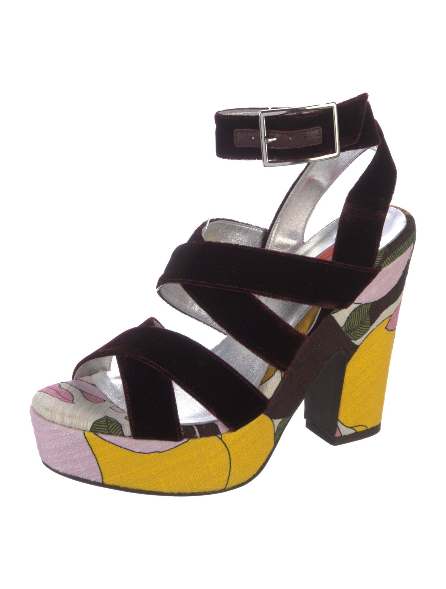 La DoubleJ Velvet Printed Sandals