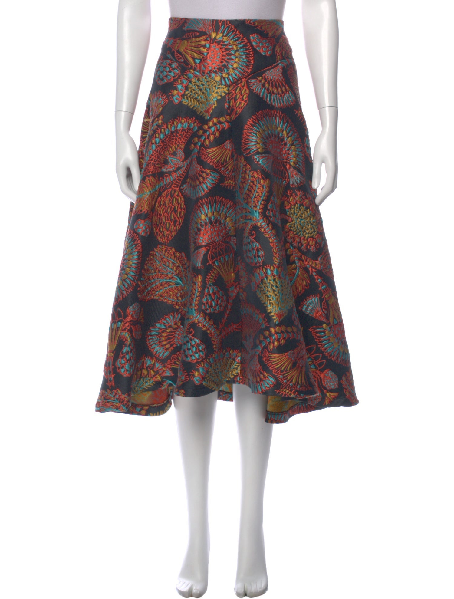 La DoubleJ Floral Print Midi Length Skirt