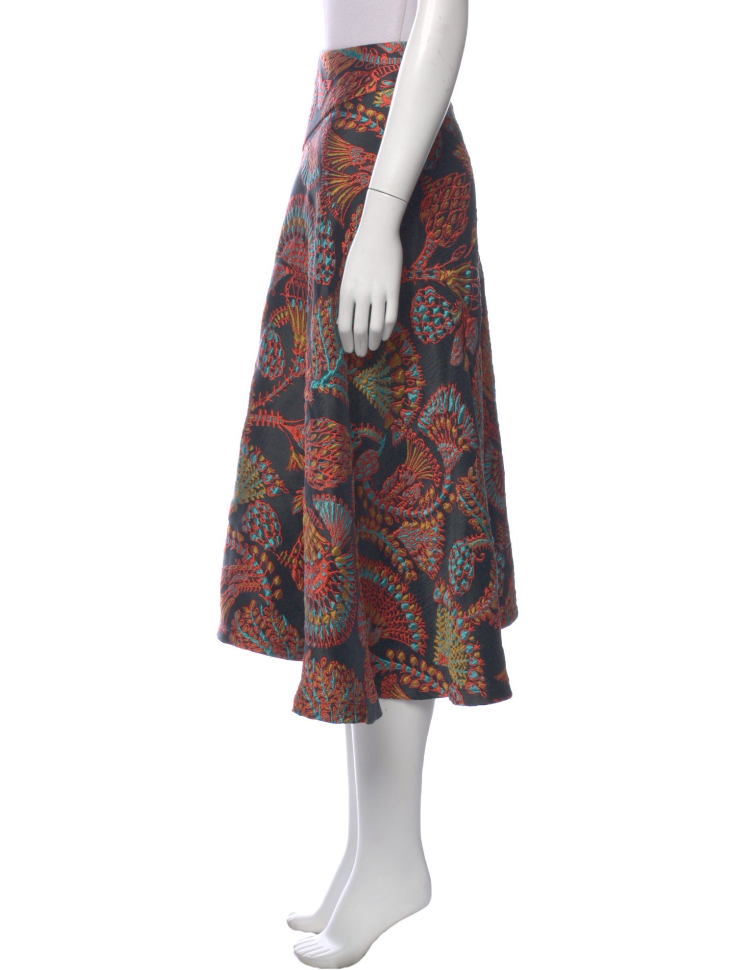 La DoubleJ Floral Print Midi Length Skirt