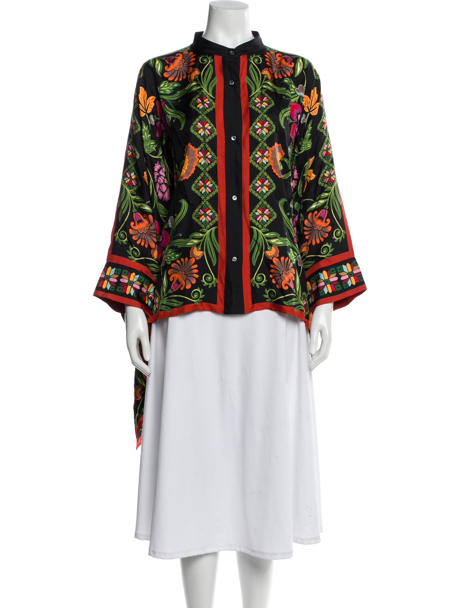 La DoubleJ Silk Floral Print Button-Up Top