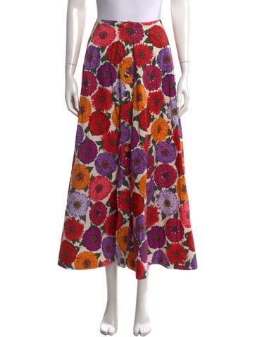 Pre-owned La Doublej Floral Print Long Skirt In Pink