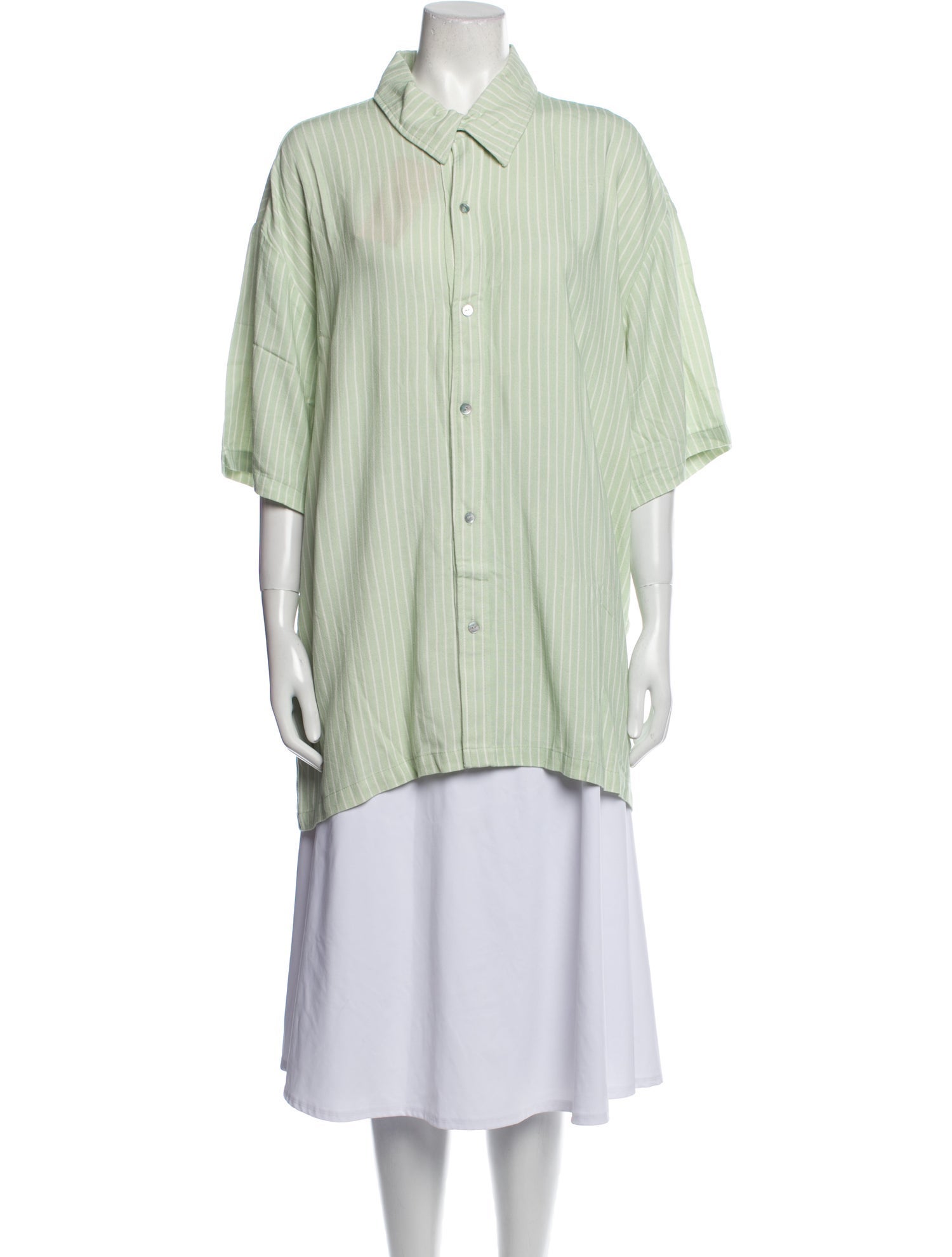 La Detresse Striped Short Sleeve Button-Up Top