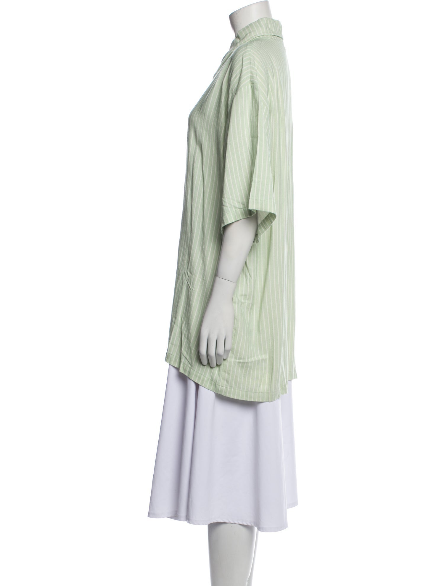 La Detresse Striped Short Sleeve Button-Up Top