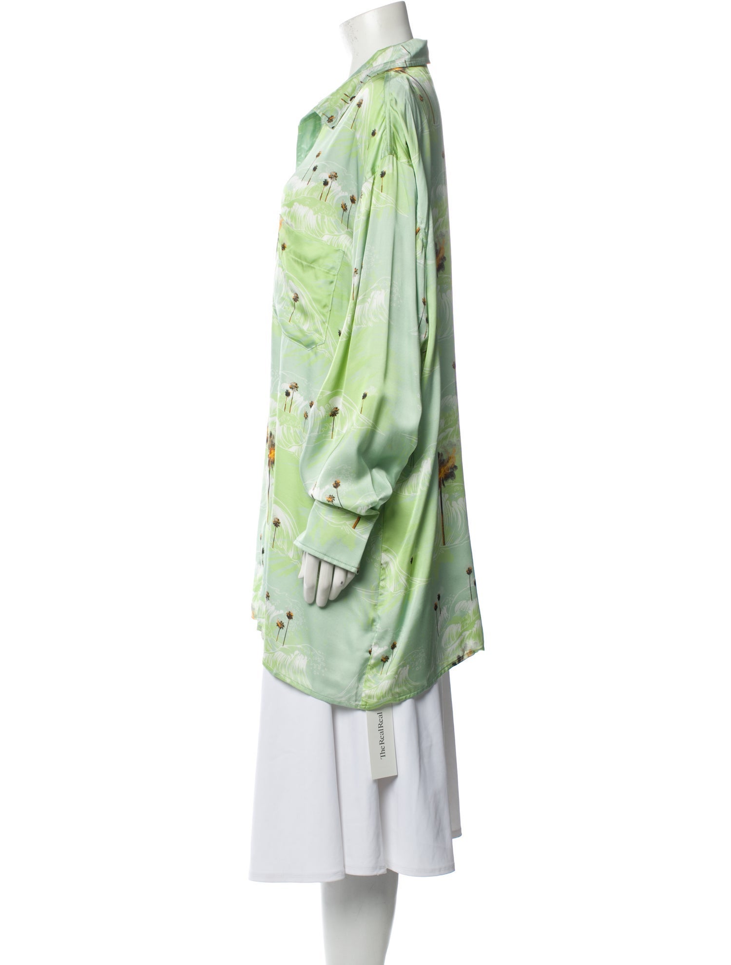 La Detresse Printed Long Sleeve Button-Up Top