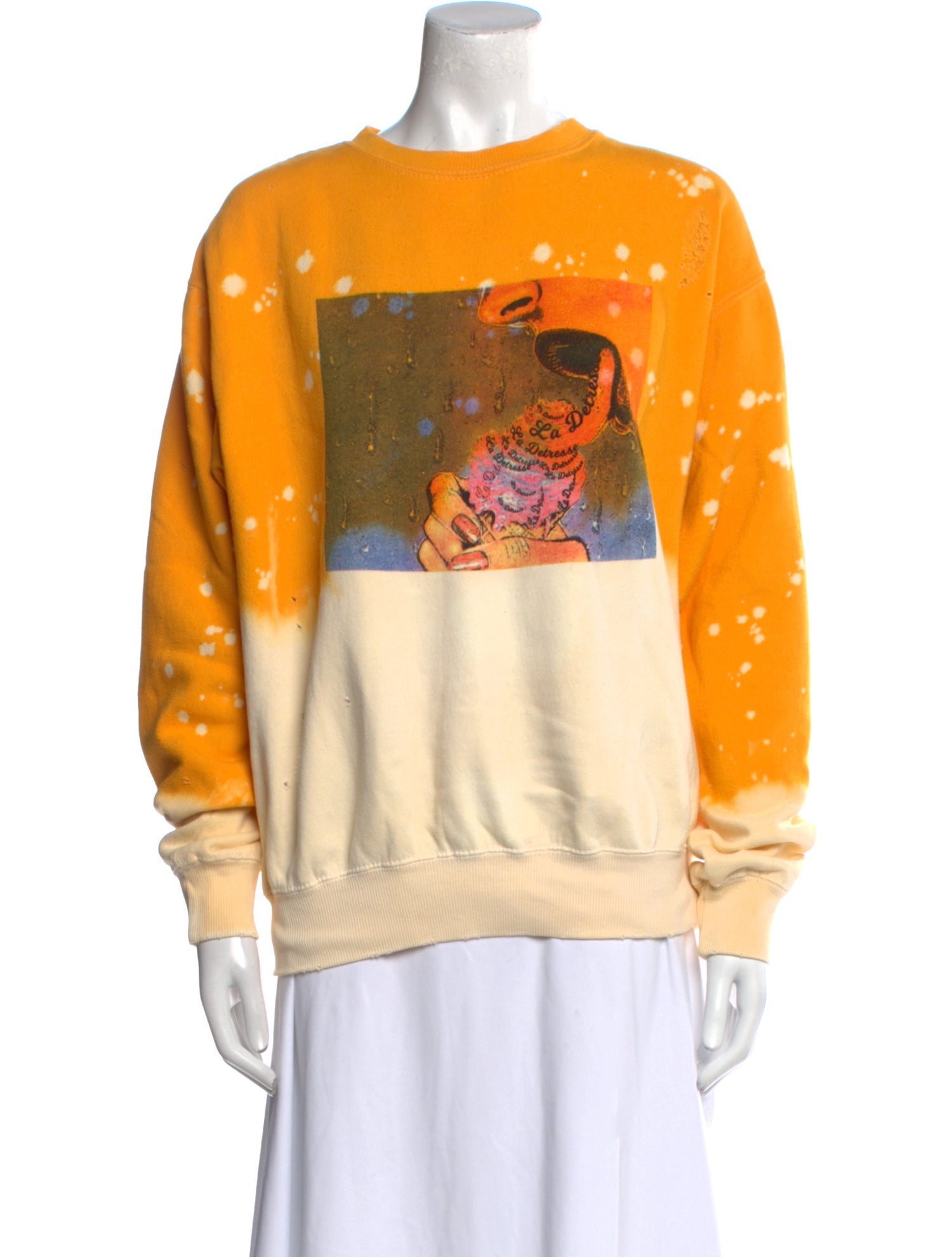 La Detresse Graphic Print Crew Neck Sweatshirt