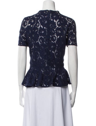 Lover Lace Pattern Mock Neck Blouse