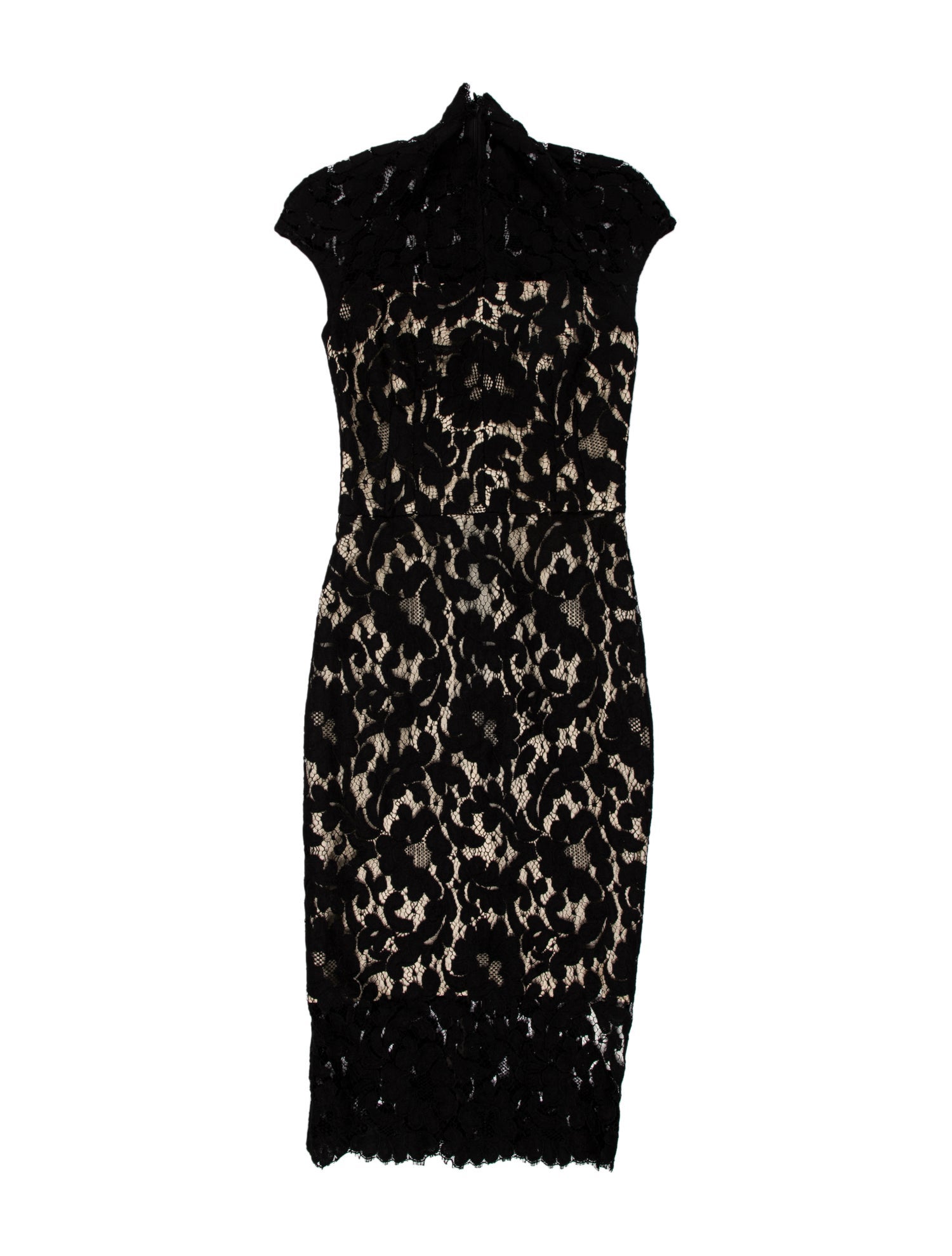 Lover Lace Pattern Midi Length Dress - Black Dresses, Clothing - WLE22371 |  The RealReal