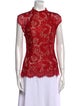 Lover Lace Pattern Mock Neck Blouse