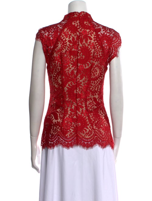 Lover Lace Pattern Mock Neck Blouse