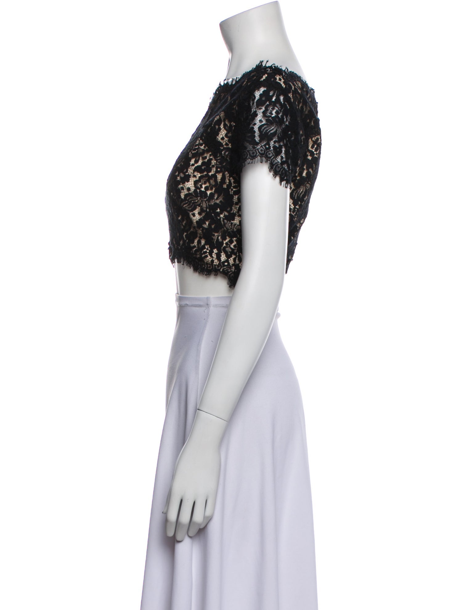 Lover Lace Pattern Off-The-Shoulder Crop Top