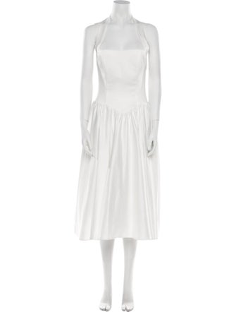 Leau Square Neckline Knee-Length Dress