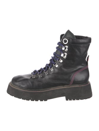 Larroude Leather Printed Combat Boots