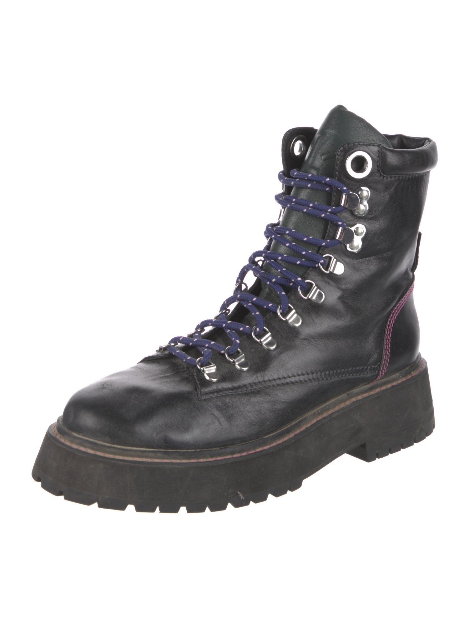 Larroude Leather Printed Combat Boots