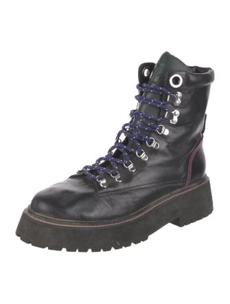 Larroude Leather Printed Combat Boots
