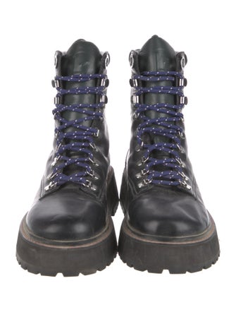 Larroude Leather Printed Combat Boots