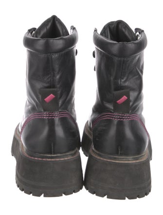 Larroude Leather Printed Combat Boots