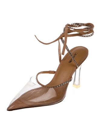 Larroude PVC Crystal Embellishments Slingback Pumps
