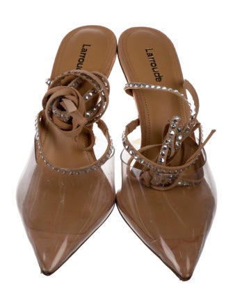 Larroude PVC Crystal Embellishments Slingback Pumps