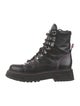 Larroude Leather Whipstitch Trim Combat Boots