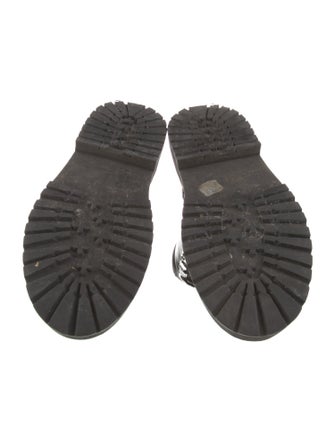 Larroude Leather Whipstitch Trim Combat Boots