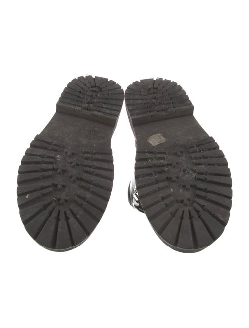 Larroude Leather Whipstitch Trim Combat Boots