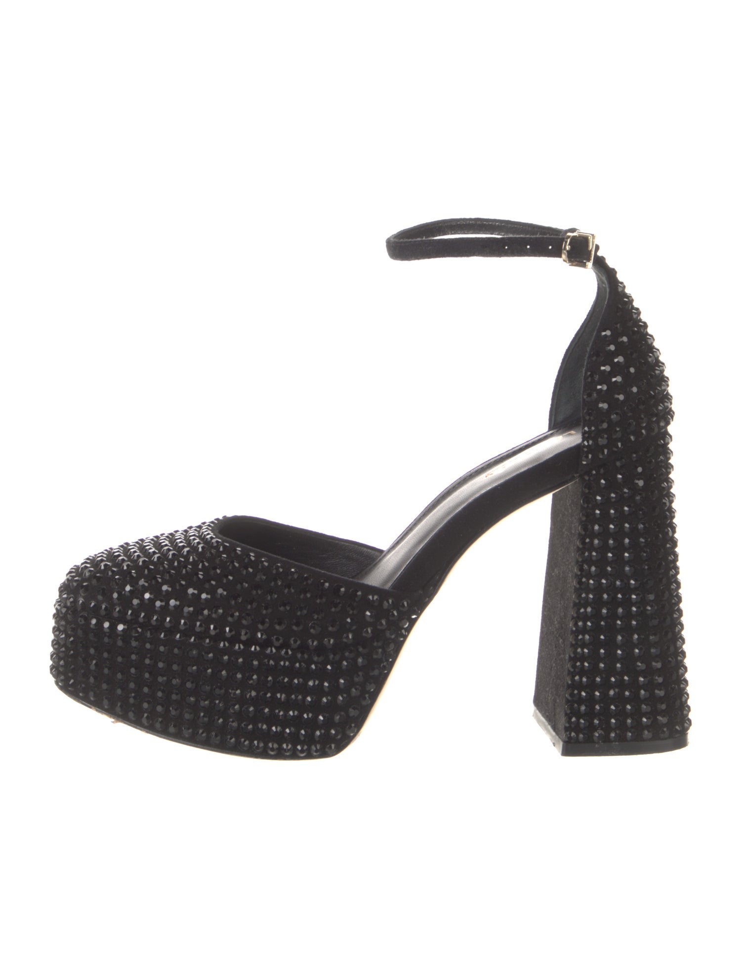 Larroude Suede Crystal Embellishments D'Orsay Pumps