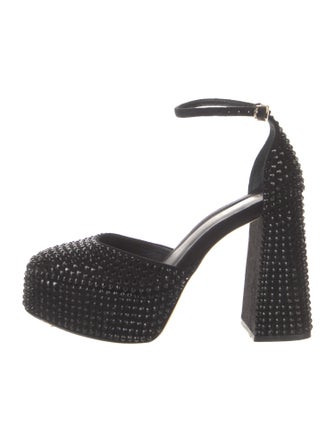 Larroude Suede Crystal Embellishments D'Orsay Pumps
