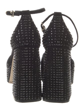 Larroude Suede Crystal Embellishments D'Orsay Pumps