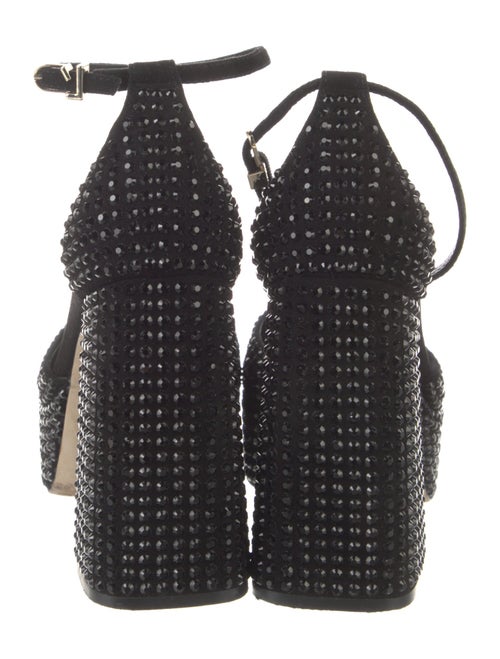 Larroude Suede Crystal Embellishments D'Orsay Pumps